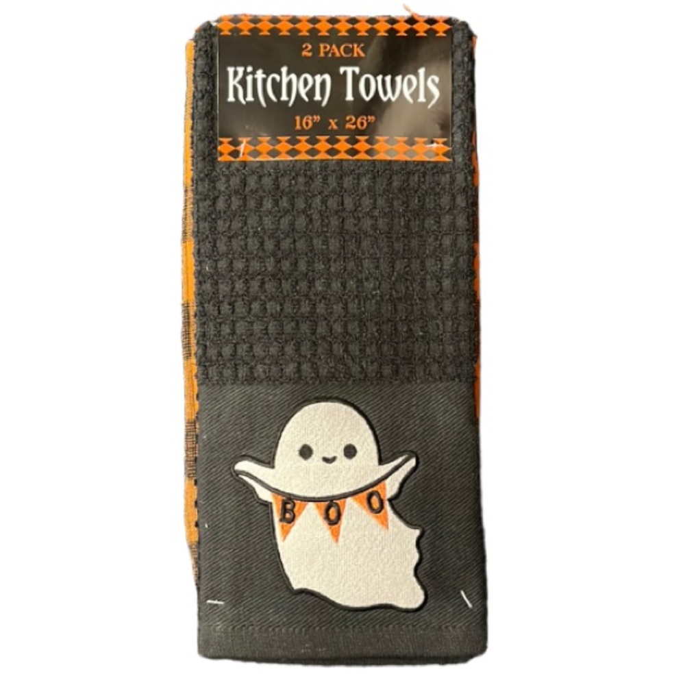 🦃 NWT 2-PACK HALLOWEEN KITCHEN TEA TOWELS 16” X 26” 100% COTTON
